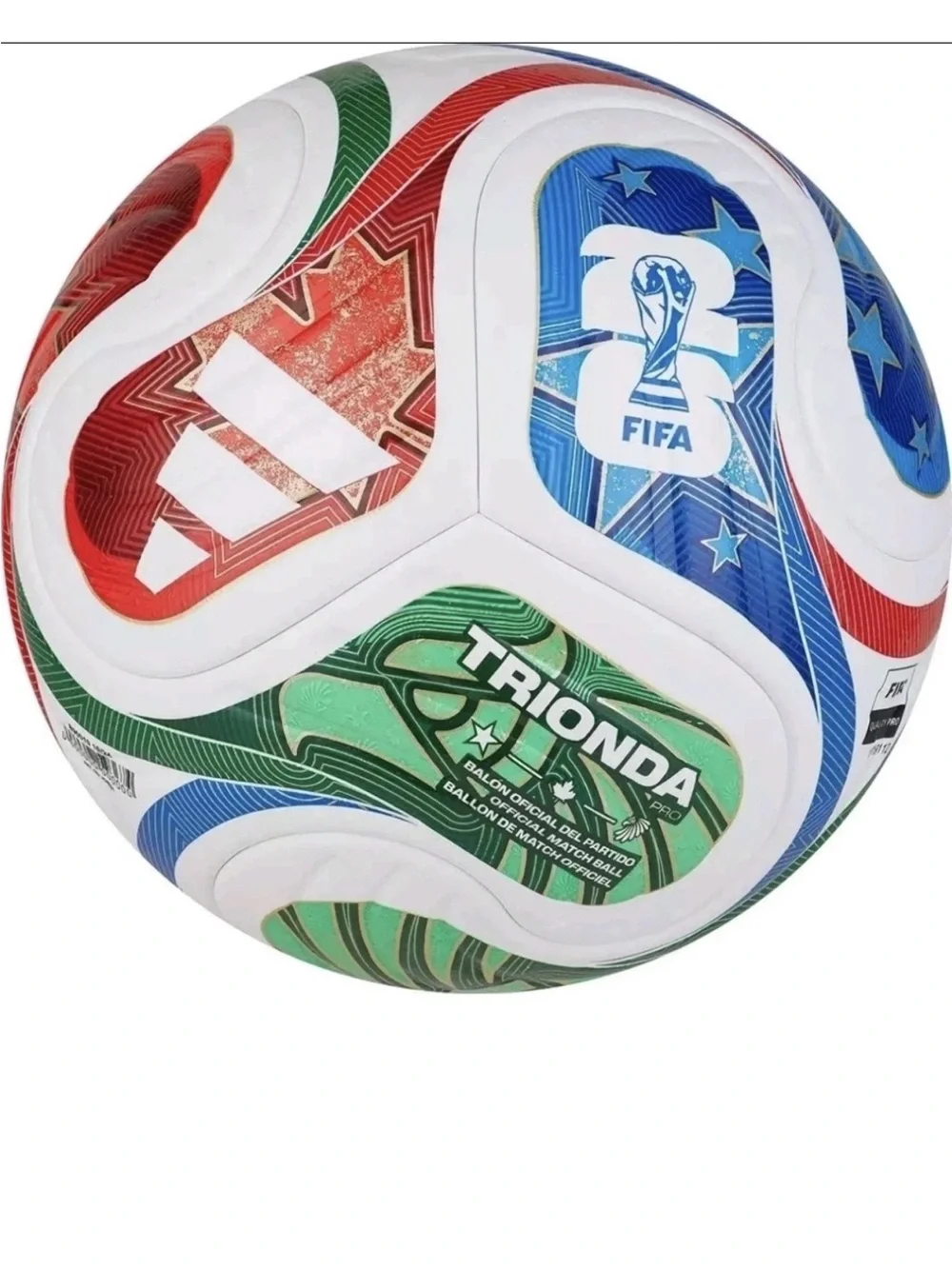 adidas Trionda Pro Soccer Ball - White Green Blue Red